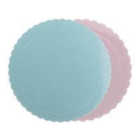 Suporte para bolos redondo 25 x 25 x 0,3 cm azul e rosa - Dekora