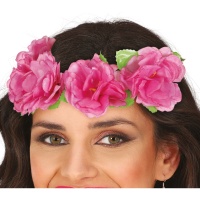 Bandolete de flores cor-de-rosa com folhas - 1 peça