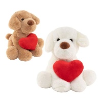 Peluche de cão com coração 26 cm - 1 unid.