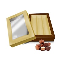 Caixa dourada grande para chocolates 21,5 x 14,5 x 3,5 cm - Pastkolor