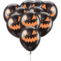 Balões de látex preto abóbora Halloween 30 cm - 10 peças