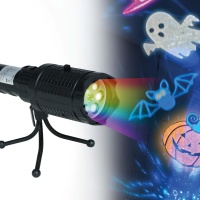 Projetor led a pilhas e usb com tripé de Halloween